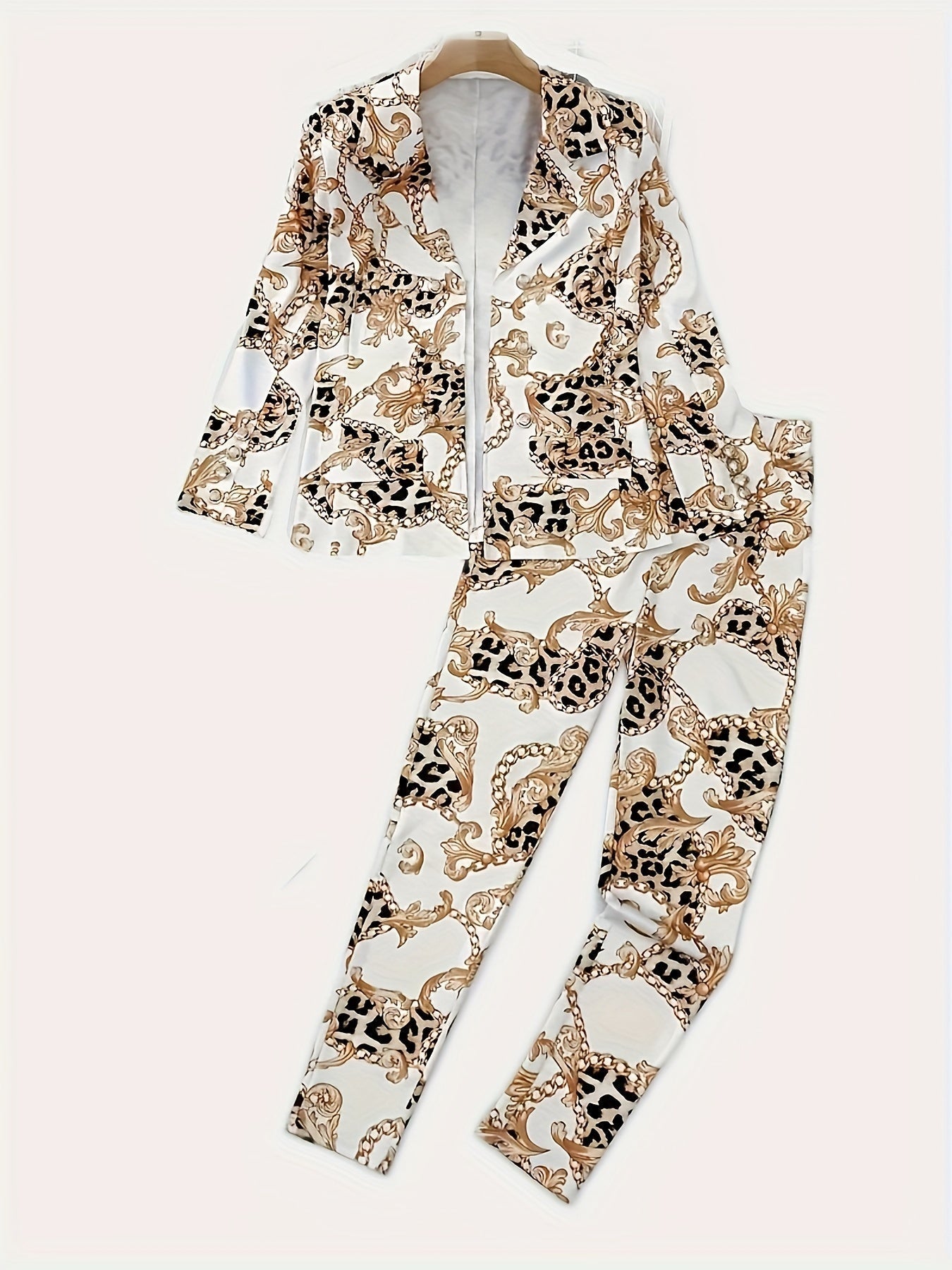 Geometric Print Two-Piece Blazer Set