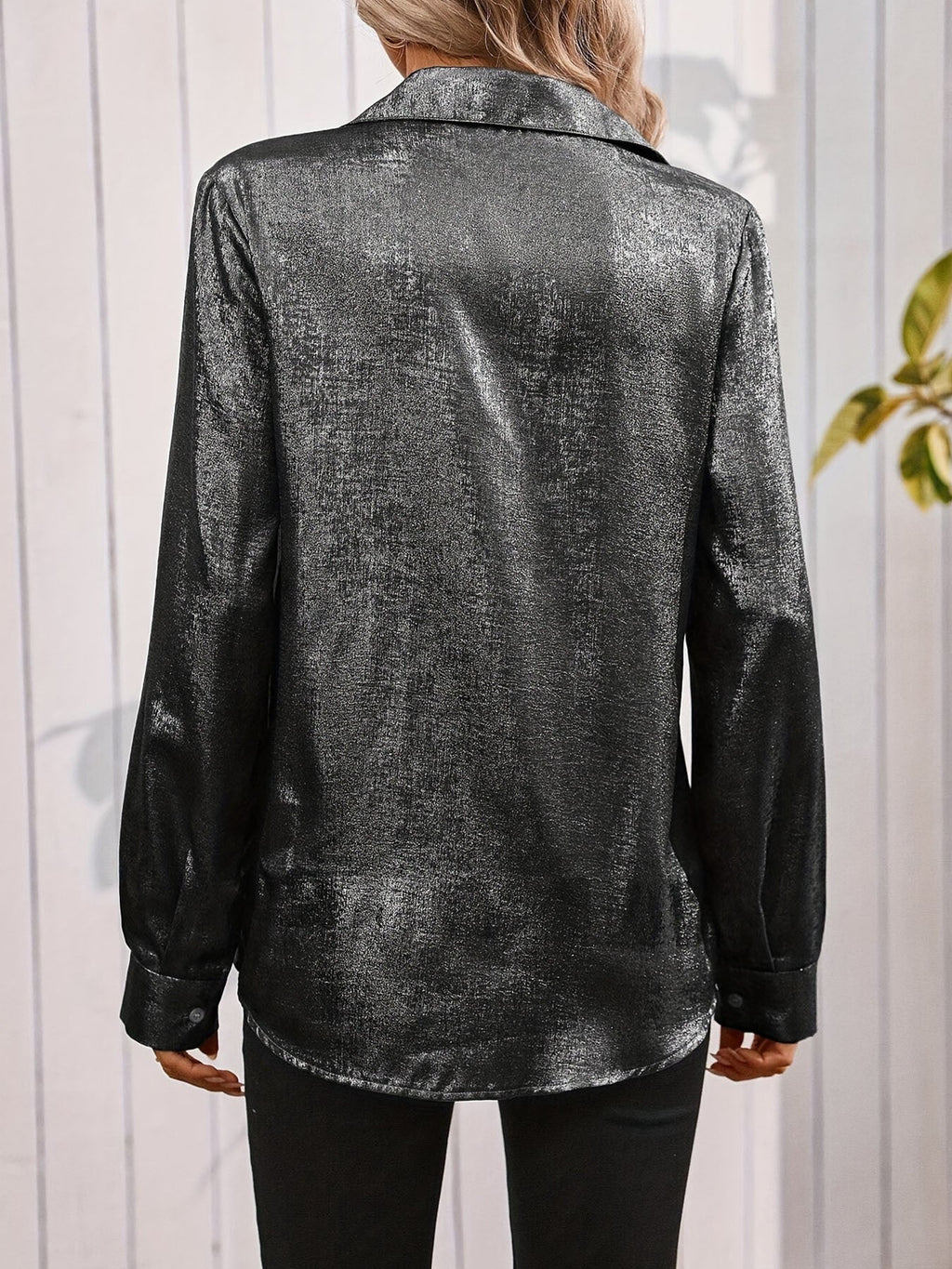 Satin Minimalist Long Sleeve Shirt