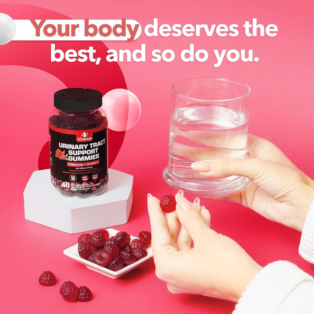 Powerful Cranberry Gummies  with D-Mannose - Urinary Tract Health - Fast-Acting Bladder Support Supplement - 60 Count