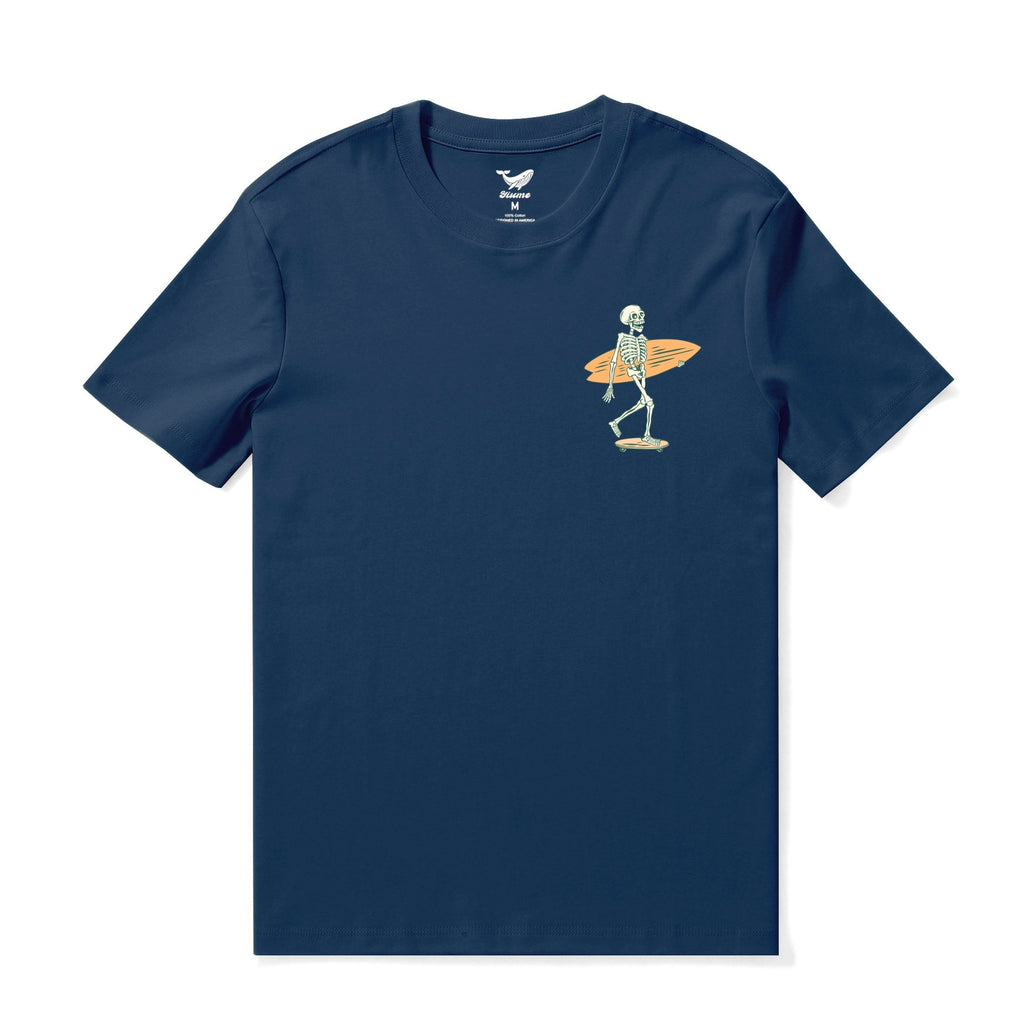 Hawaiian Tee For Men Out There☠️ 🌊BY LOINDAFLOW Tee Crew Neck 100% Cotton - NAVY BLUE