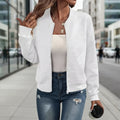 Women’s Solid-Color Zipper Stand-Collar Jacket